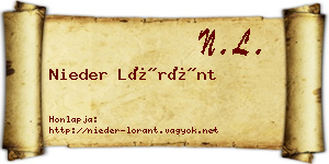 Nieder Lóránt névjegykártya