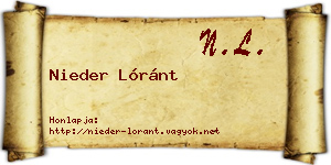 Nieder Lóránt névjegykártya